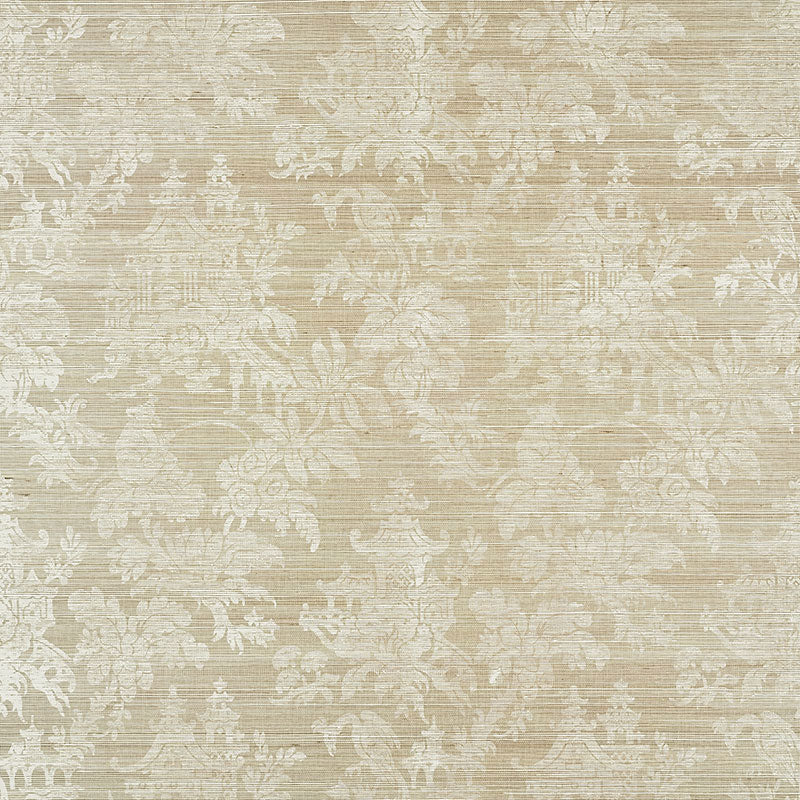 Beige sisal wallpaper in fog color with subtle textured finish.