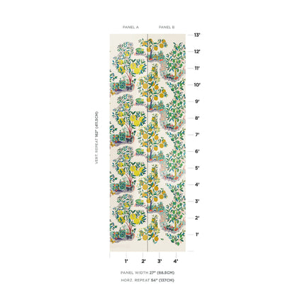 SCHUMACHER WALLCOVERING  SIGNATURE SCHUMACHER WALLCOVERING CITRUS GARDEN PANEL SET   PRIMARY   - 5008410