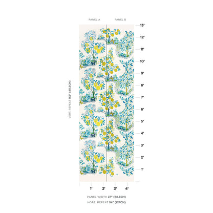 SCHUMACHER WALLCOVERING  SIGNATURE SCHUMACHER WALLCOVERING CITRUS GARDEN PANEL SET   POOL   - 5008411