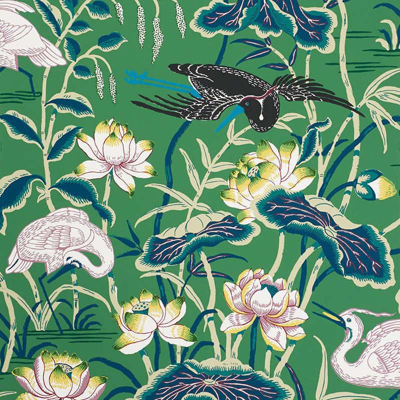 SCHUMACHER WALLCOVERING  SIGNATURE SCHUMACHER WALLCOVERING LOTUS GARDEN   JADE   - 5008430