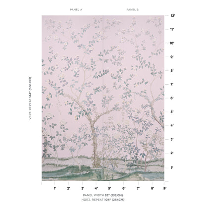 SCHUMACHER WALLCOVERING  MILES REDD MADAME DE POMPADOUR PANEL SET   BLUSH   - 5008542