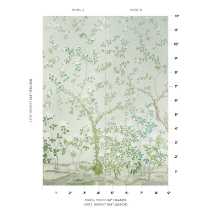 SCHUMACHER WALLCOVERING  PANELS COLLECTION MADAME DE POMPADOUR PANEL SET   GREEN   - 5008543