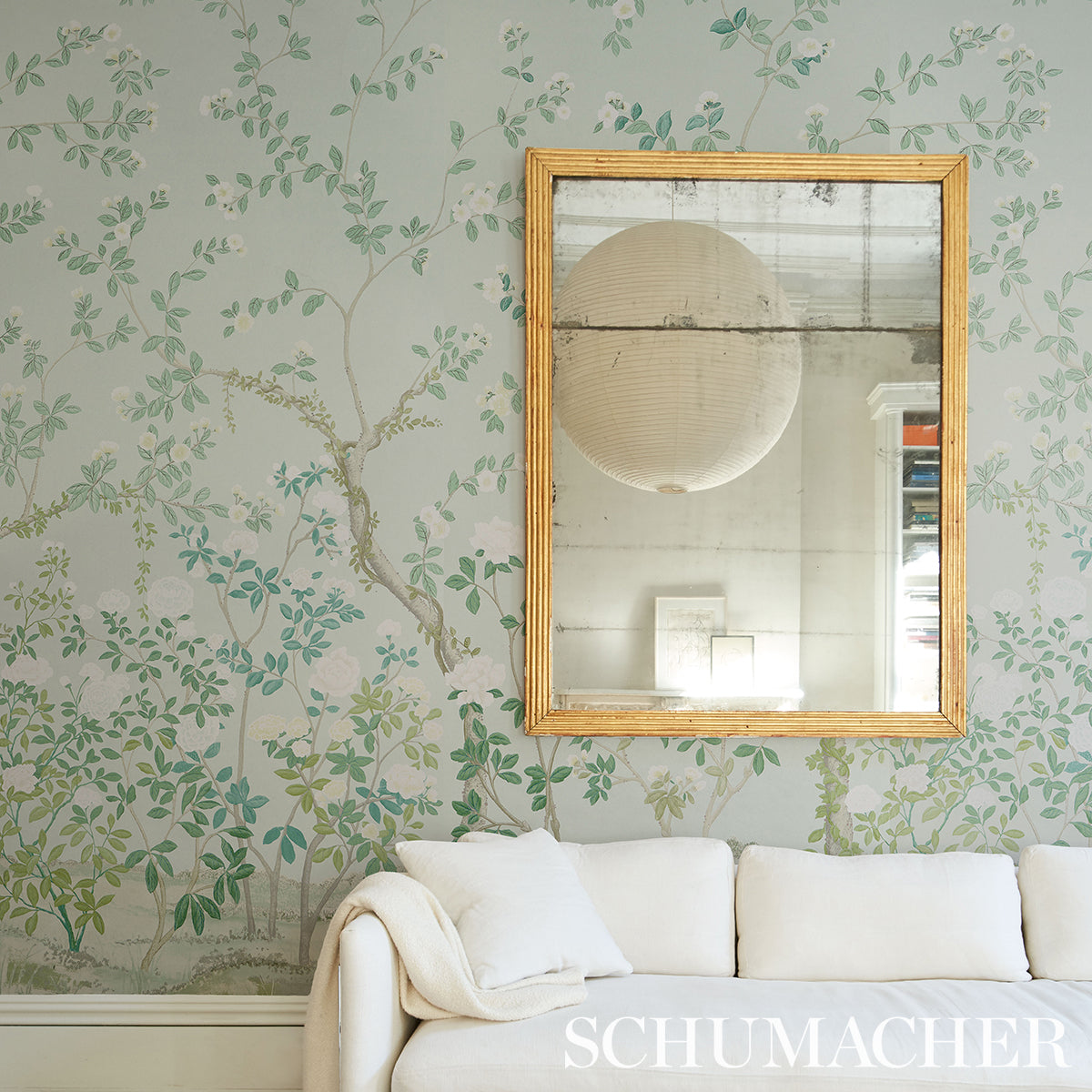 SCHUMACHER WALLCOVERING  PANELS COLLECTION MADAME DE POMPADOUR PANEL SET   GREEN   - 5008543
