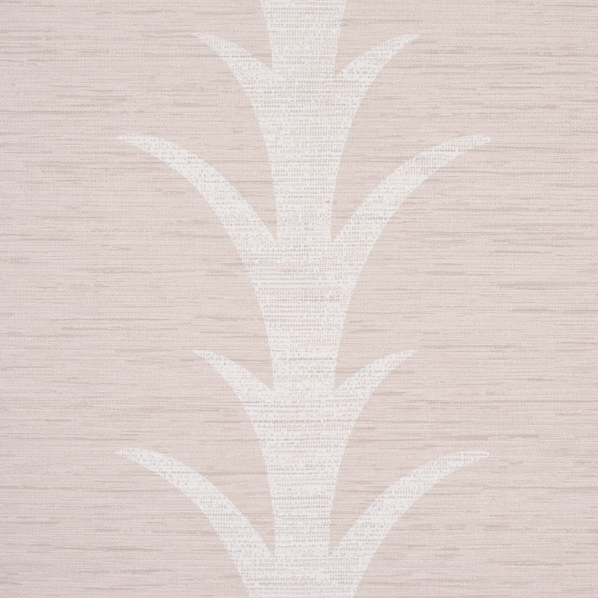 Beige linen-textured backdrop with white acanthus stripe motif running vertically; vinyl wallcovering.