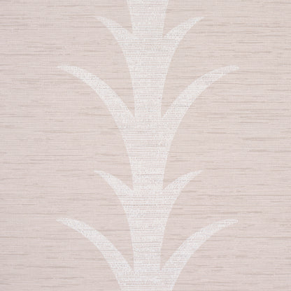 Beige linen-textured backdrop with white acanthus stripe motif running vertically; vinyl wallcovering.