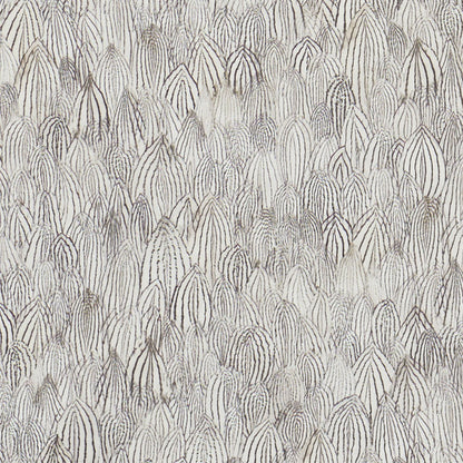 Gray-scale wallcovering with a zebra-striped pattern; neutral, modern design.