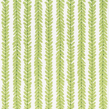 Vertical lime-green fern leaf pattern on pale cream background; botanical wallpaper design.