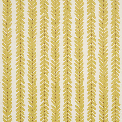 Gold leaf garland vertical pattern wallpaper on cream background.