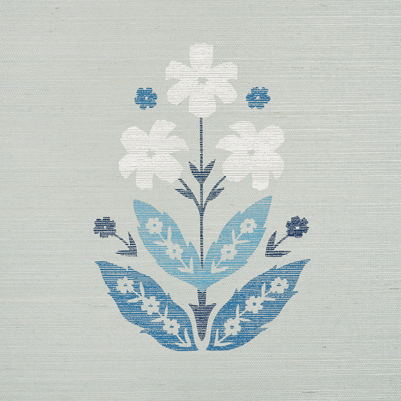 SCHUMACHER WALLCOVERING  TEXTURAL APPEAL FLOWERET SISAL   BLUES   - 5008910