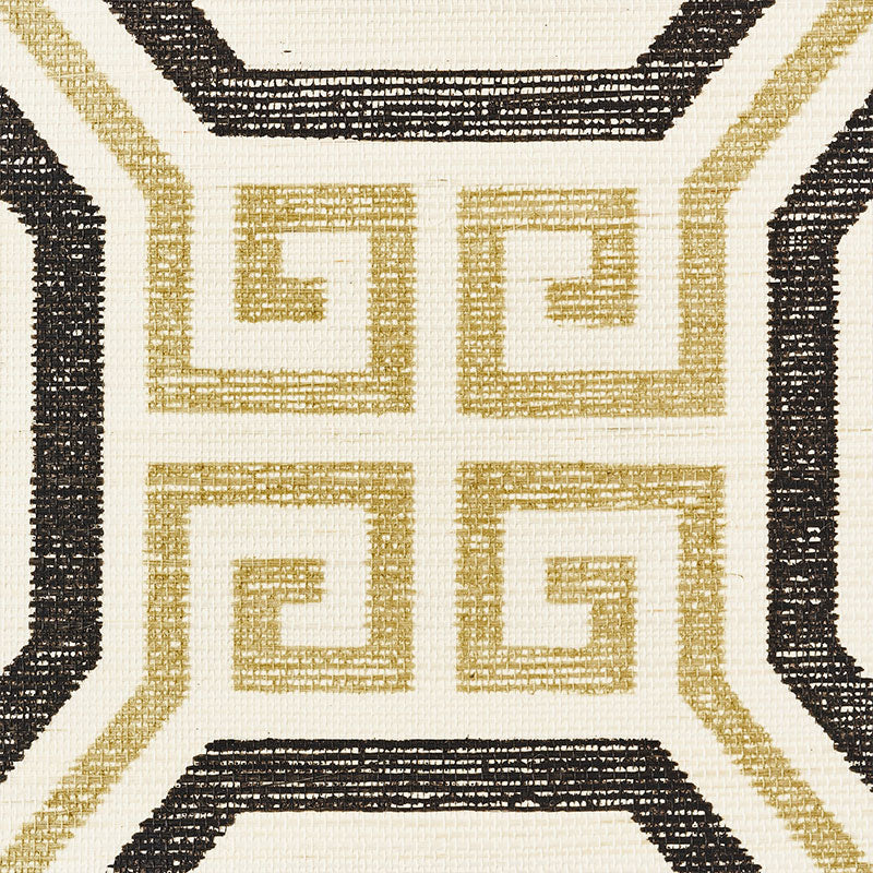 SCHUMACHER WALLCOVERING  ORIENT EXPRESS OCTAVIA SISAL   GOLD & JET   - 5008930
