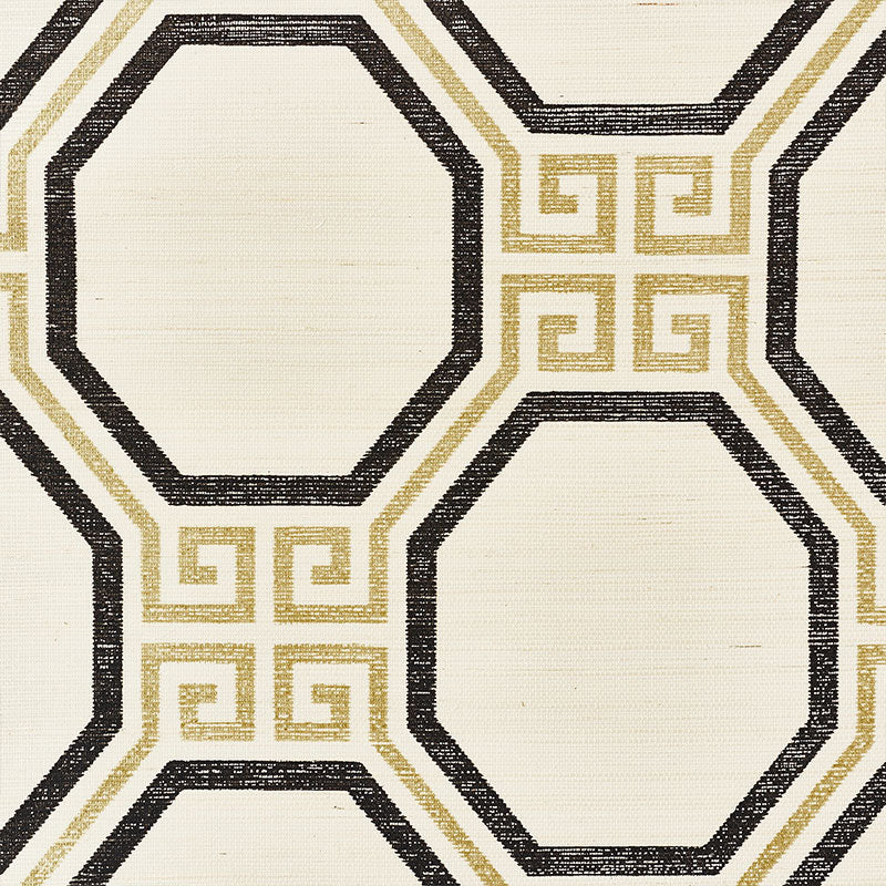 SCHUMACHER WALLCOVERING  ORIENT EXPRESS OCTAVIA SISAL   GOLD & JET   - 5008930