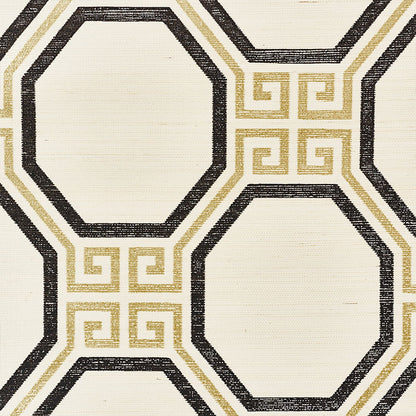 SCHUMACHER WALLCOVERING  ORIENT EXPRESS OCTAVIA SISAL   GOLD & JET   - 5008930