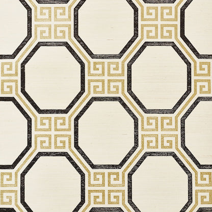 SCHUMACHER WALLCOVERING  ORIENT EXPRESS OCTAVIA SISAL   GOLD & JET   - 5008930