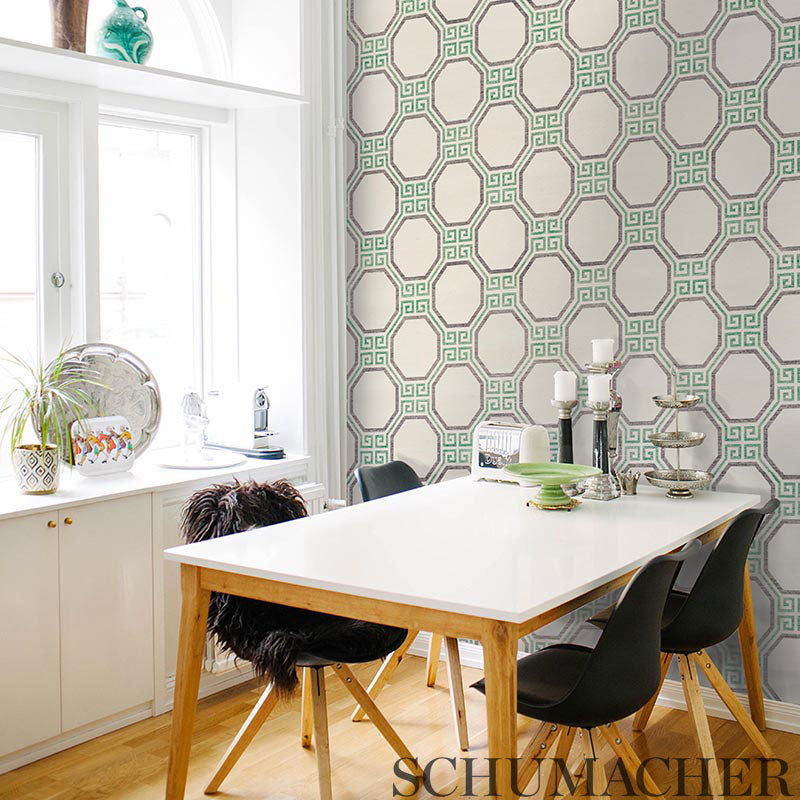 SCHUMACHER  TEXTURED WALLCOVERINGS & PRINTED GRASSCLOTHS OCTAVIA SISAL   JADE   - 5008934