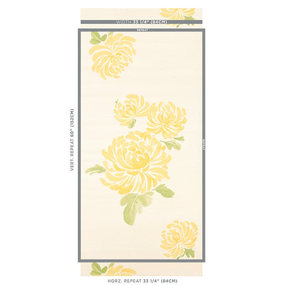 Rectangular cream rug runner featuring large yellow roses with green leaves and a gray border.