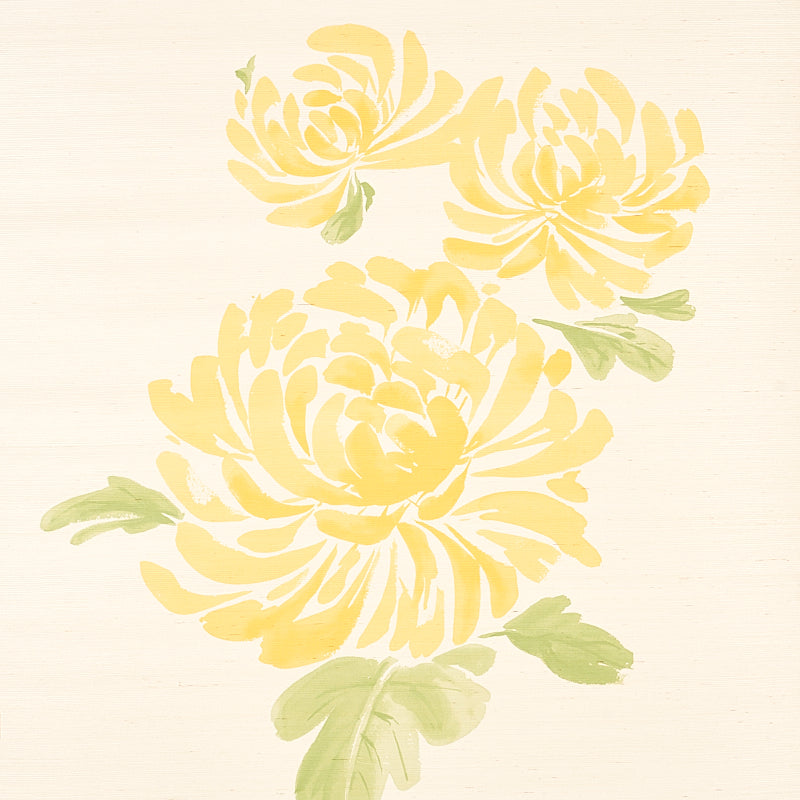 Yellow textured sisal wallpaper with a pale cream background.