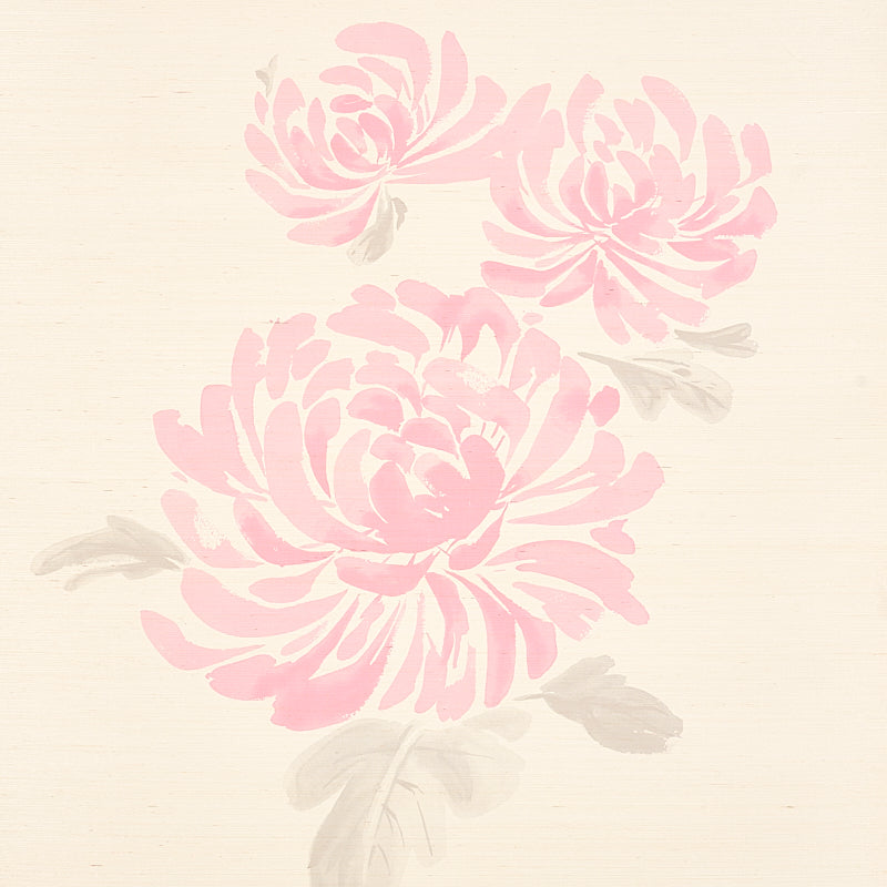 Soft pink textured wallpaper with a subtle sisal weave.