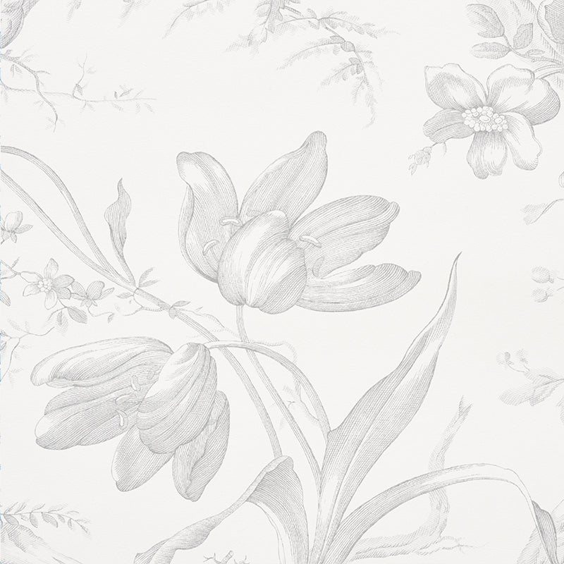 SCHUMACHER WALLCOVERING  SIGNATURE SCHUMACHER WALLCOVERING TOILE DE FLEURS   GRISAILLE   - 5009120