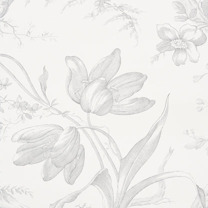 SCHUMACHER WALLCOVERING  SIGNATURE SCHUMACHER WALLCOVERING TOILE DE FLEURS   GRISAILLE   - 5009120