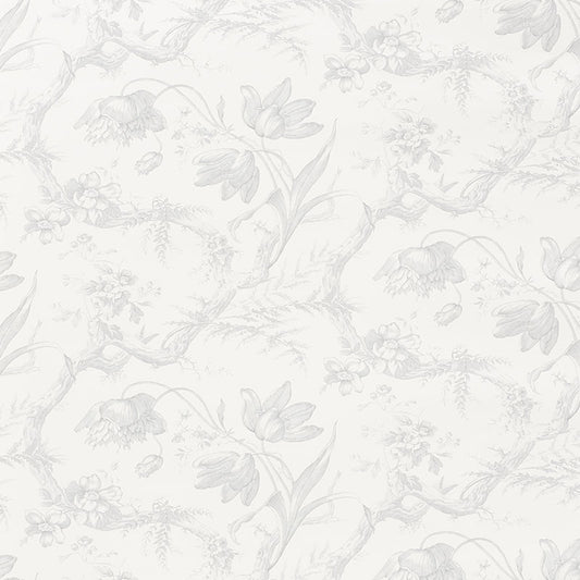SCHUMACHER WALLCOVERING  SIGNATURE SCHUMACHER WALLCOVERING TOILE DE FLEURS   GRISAILLE   - 5009120
