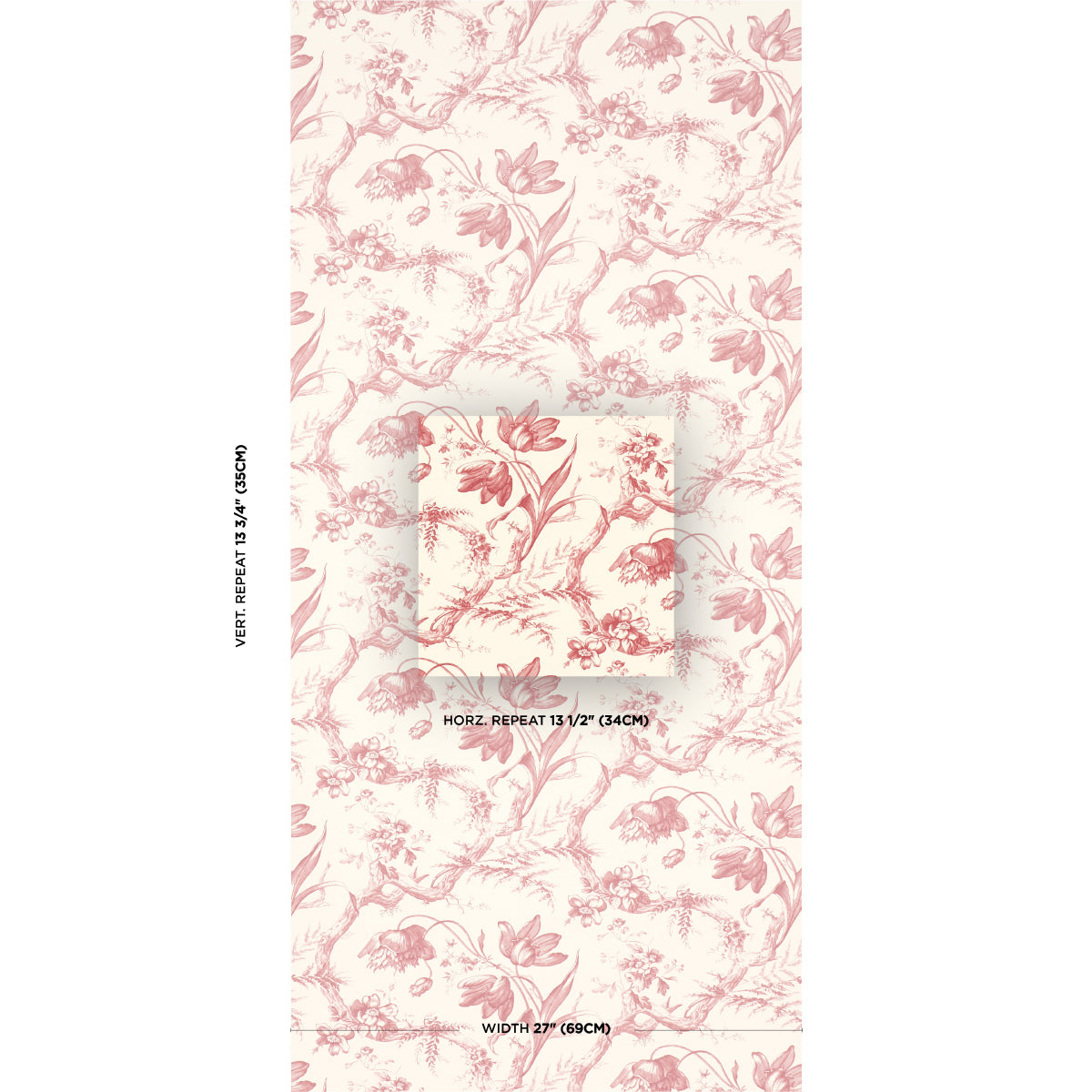 SCHUMACHER  PERENNIAL FAVORITES TOILE DE FLEURS   ROUGE   - 5009122