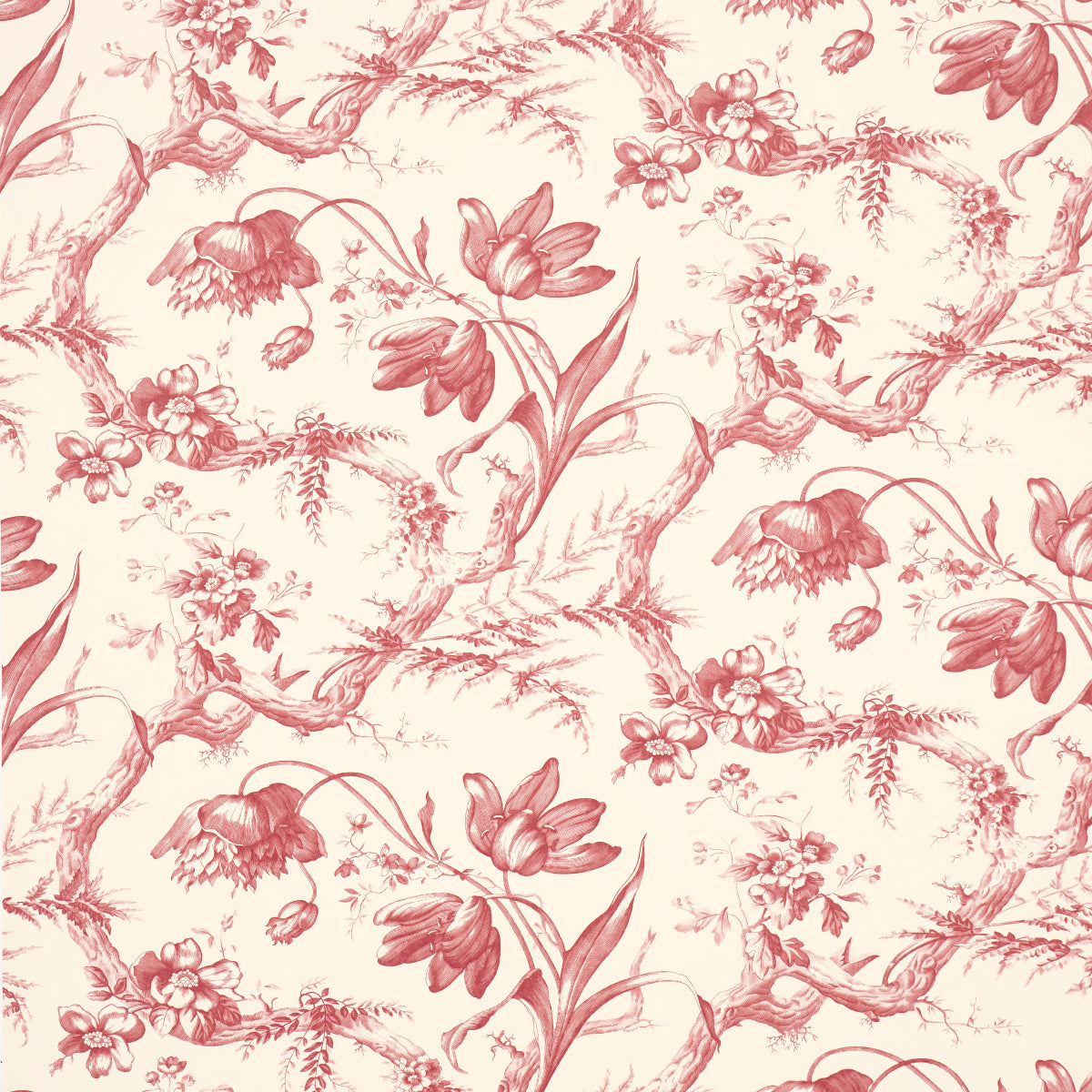 SCHUMACHER  PERENNIAL FAVORITES TOILE DE FLEURS   ROUGE   - 5009122