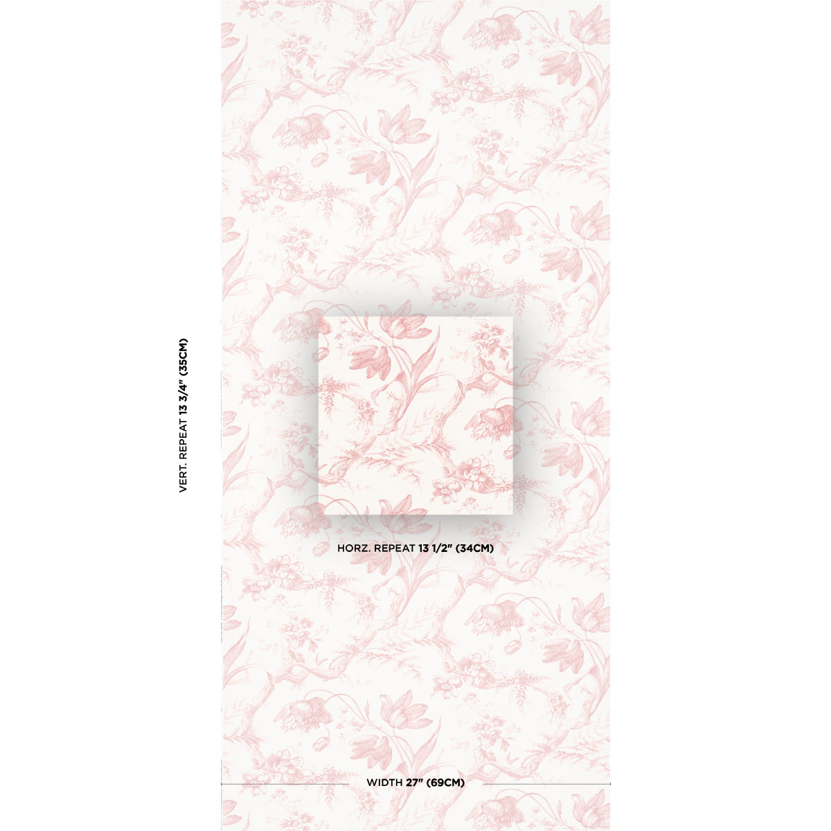 SCHUMACHER  PERENNIAL FAVORITES TOILE DE FLEURS   PINK   - 5009123