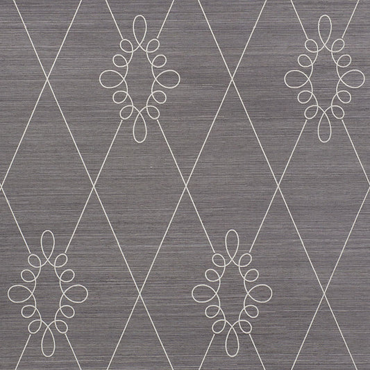 SCHUMACHER  PRINTED & EMBELLISHED WALLCOVERINGS SYLVIE EMBROIDERED SISAL   CHARCOAL   - 5009272