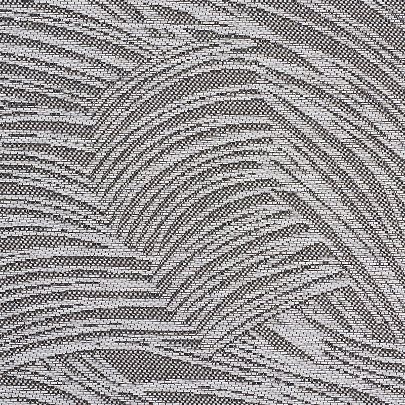 Gray and black wallpaper with a textured, wavy palm-leaf pattern.