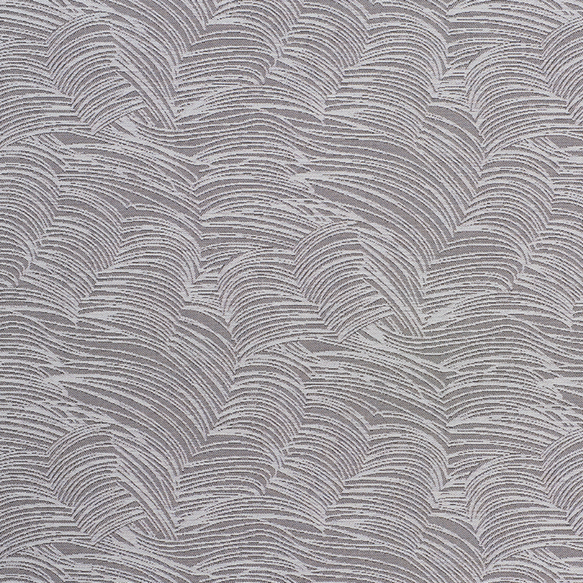 Gray textured fabric with a repeating curved arc pattern; soft upholstery textile.