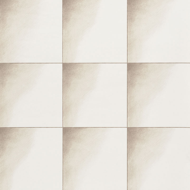 Cream ceramic wall tiles in a 3x3 grid with subtle brown gradient and visible grout lines.