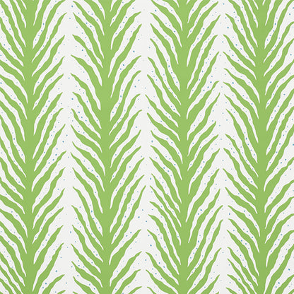 Olive green palm-leaf pattern repeats on pale beige background; tropical wallpaper or fabric print.