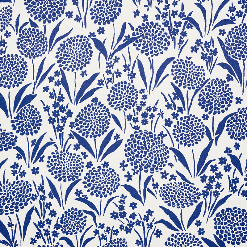 SCHUMACHER  SMALL-PRINT WALLPAPERS CHRYSANTHEMUM   Blue   - 5009552