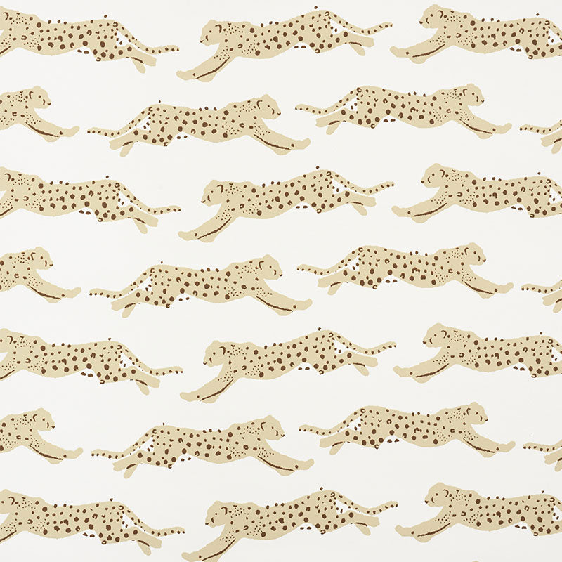 SCHUMACHER WALLCOVERING  SMALL-PRINT WALLPAPERS LEAPING LEOPARDS   SAND   - 5009591