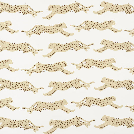 SCHUMACHER WALLCOVERING  SMALL-PRINT WALLPAPERS LEAPING LEOPARDS   SAND   - 5009591