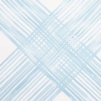 Light blue lattice plaid pattern with crisscrossing lines on white; wallpaper or fabric.