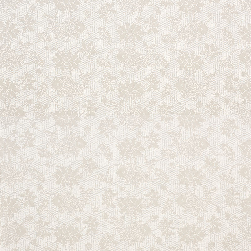 Beige floral lace fabric pattern with delicate crochet texture; vintage-inspired textile for apparel or home decor