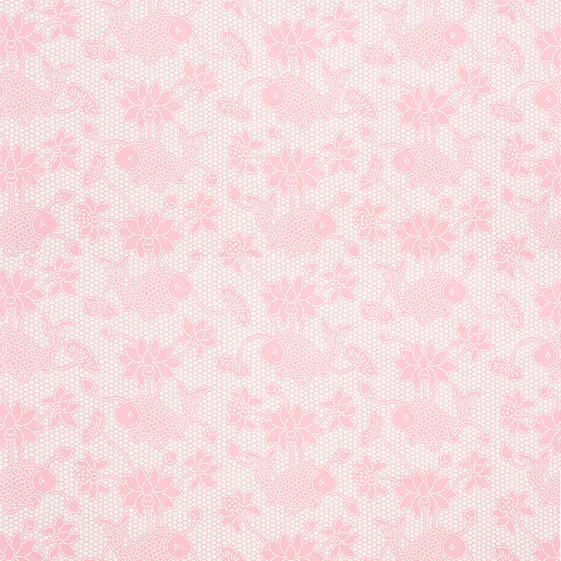 Soft pink lace-pattern fabric texture with floral motifs; delicate ornamental design for garments or wallpaper.