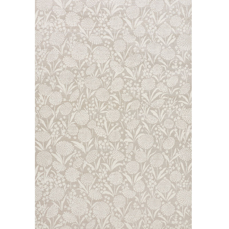 Beige wallpaper with off-white botanical floral pattern; elegant, versatile wall decor.