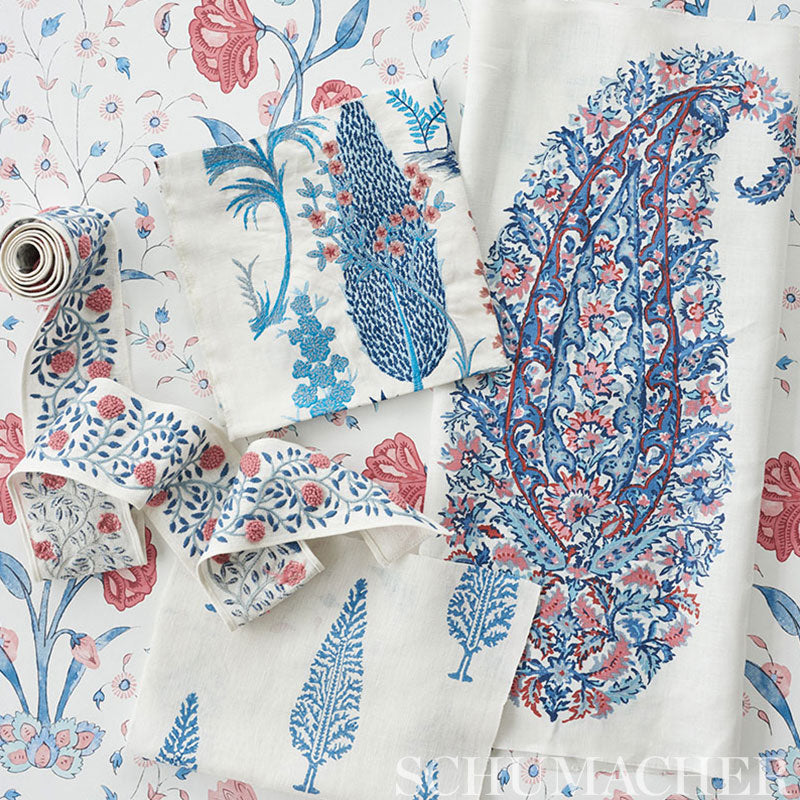 SCHUMACHER  PALAMPORE KHILANA FLORAL   DELFT , ROSE   - 5009950