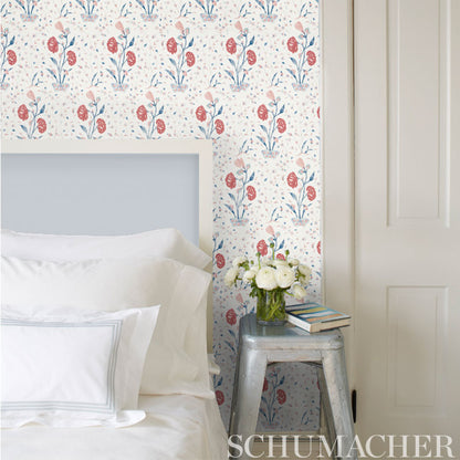 SCHUMACHER  PALAMPORE KHILANA FLORAL   DELFT , ROSE   - 5009950