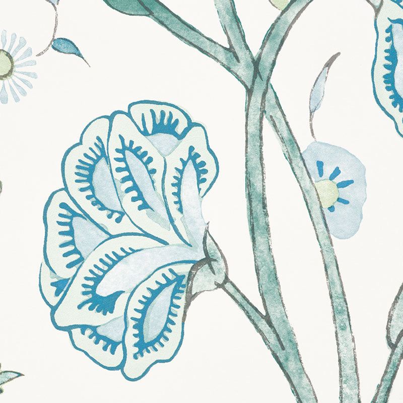 SCHUMACHER WALLCOVERING  PALAMPORE KHILANA FLORAL   PEACOCK   - 5009952