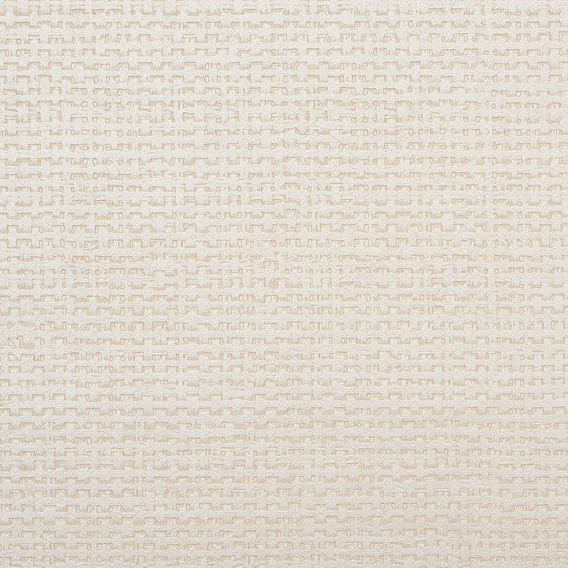 Beige textured wallcovering with a tiny geometric pattern and linen-like surface.