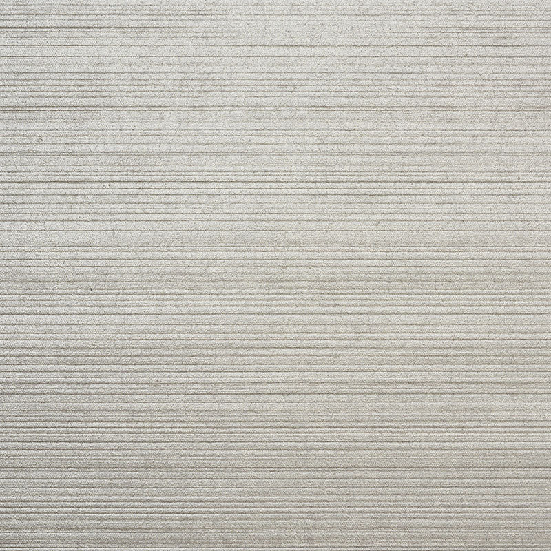 Pewter textured wallcovering with subtle horizontal lines.