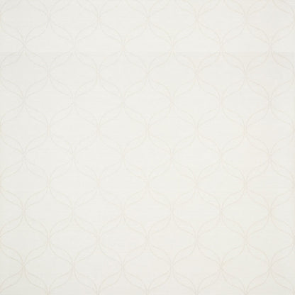 Cream wallpaper with a subtle interlocking circular lattice pattern in pale beige.