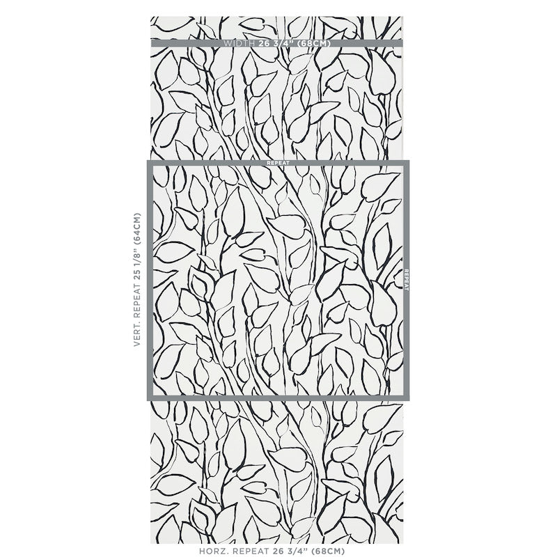 SCHUMACHER WALLCOVERING  FREEHAND SOLANDRA VINE   BLACK   - 5010071