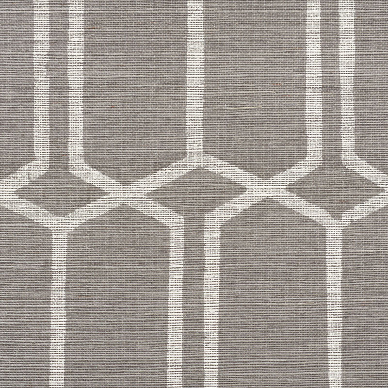 SCHUMACHER  TEXTURED WALLCOVERINGS & PRINTED GRASSCLOTHS MODERN TRELLIS SISAL   CHARCOAL   - 5010101
