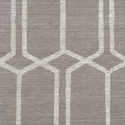 SCHUMACHER  TEXTURED WALLCOVERINGS & PRINTED GRASSCLOTHS MODERN TRELLIS SISAL   CHARCOAL   - 5010101