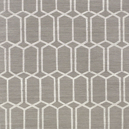 SCHUMACHER  TEXTURED WALLCOVERINGS & PRINTED GRASSCLOTHS MODERN TRELLIS SISAL   CHARCOAL   - 5010101