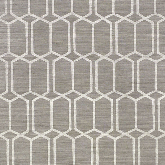 SCHUMACHER  TEXTURED WALLCOVERINGS & PRINTED GRASSCLOTHS MODERN TRELLIS SISAL   CHARCOAL   - 5010101